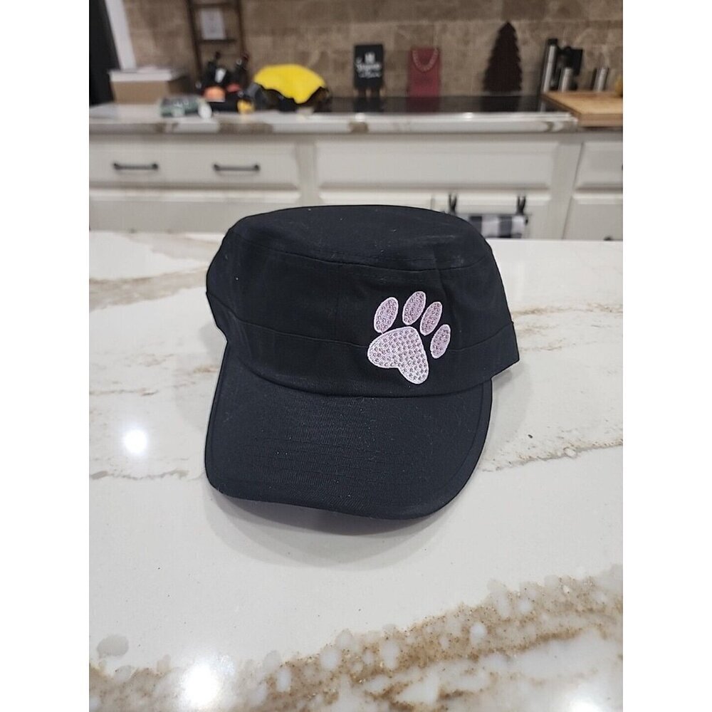 Bling Purple Paw Black Hat Military Cap Cotton NWOT Women's Adjustable - Picture 7 of 10